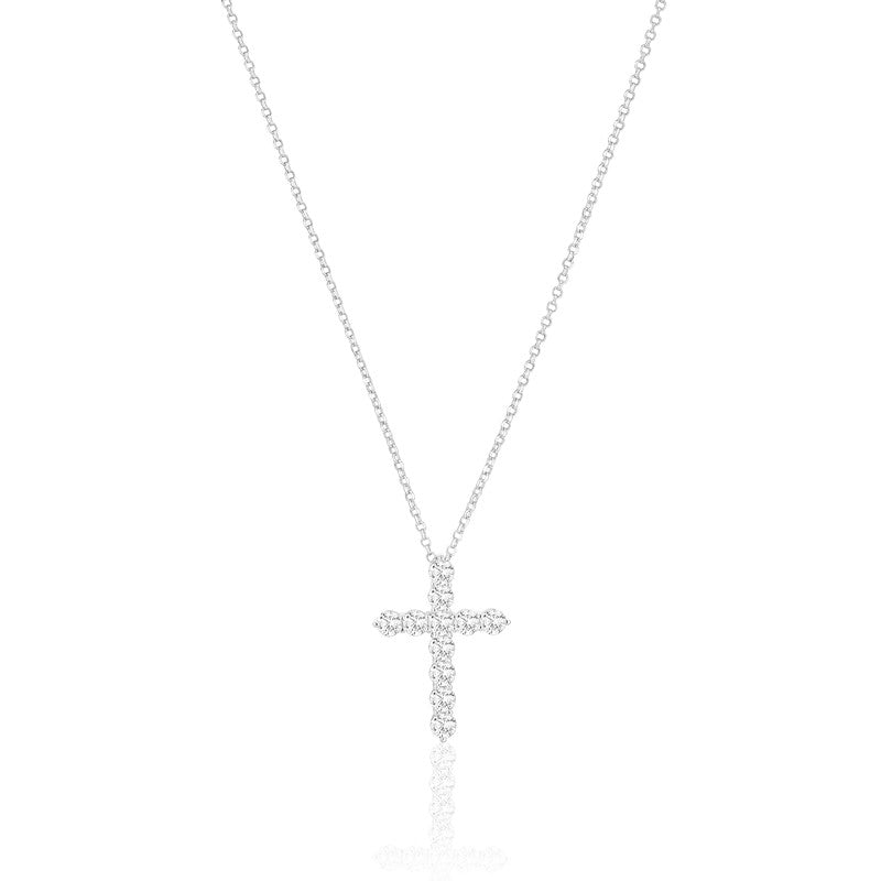 Belluno Croce sølvhalskæde fra Sif Jakobs Jewellery med klart zirkonia korsvedhæng på 45 cm.